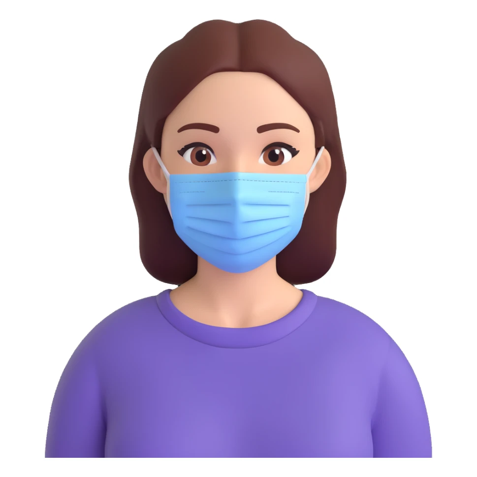 A woman with a face mask sticker
