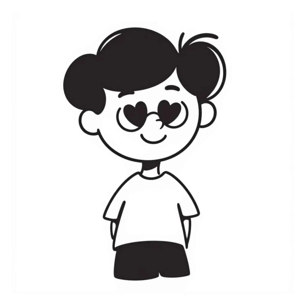 boy with heart eyes and a big smile, lover boy sticker