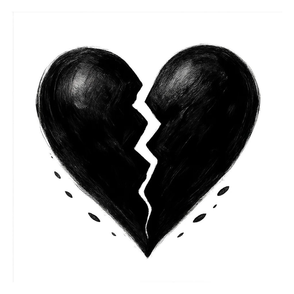 dramatic and expressive black heart split apart sticker