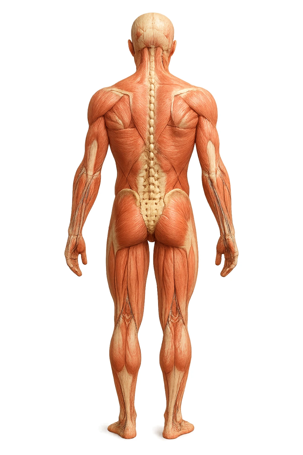 corpo umano anatomico con schiena piatta, iperrealistico 4k sticker