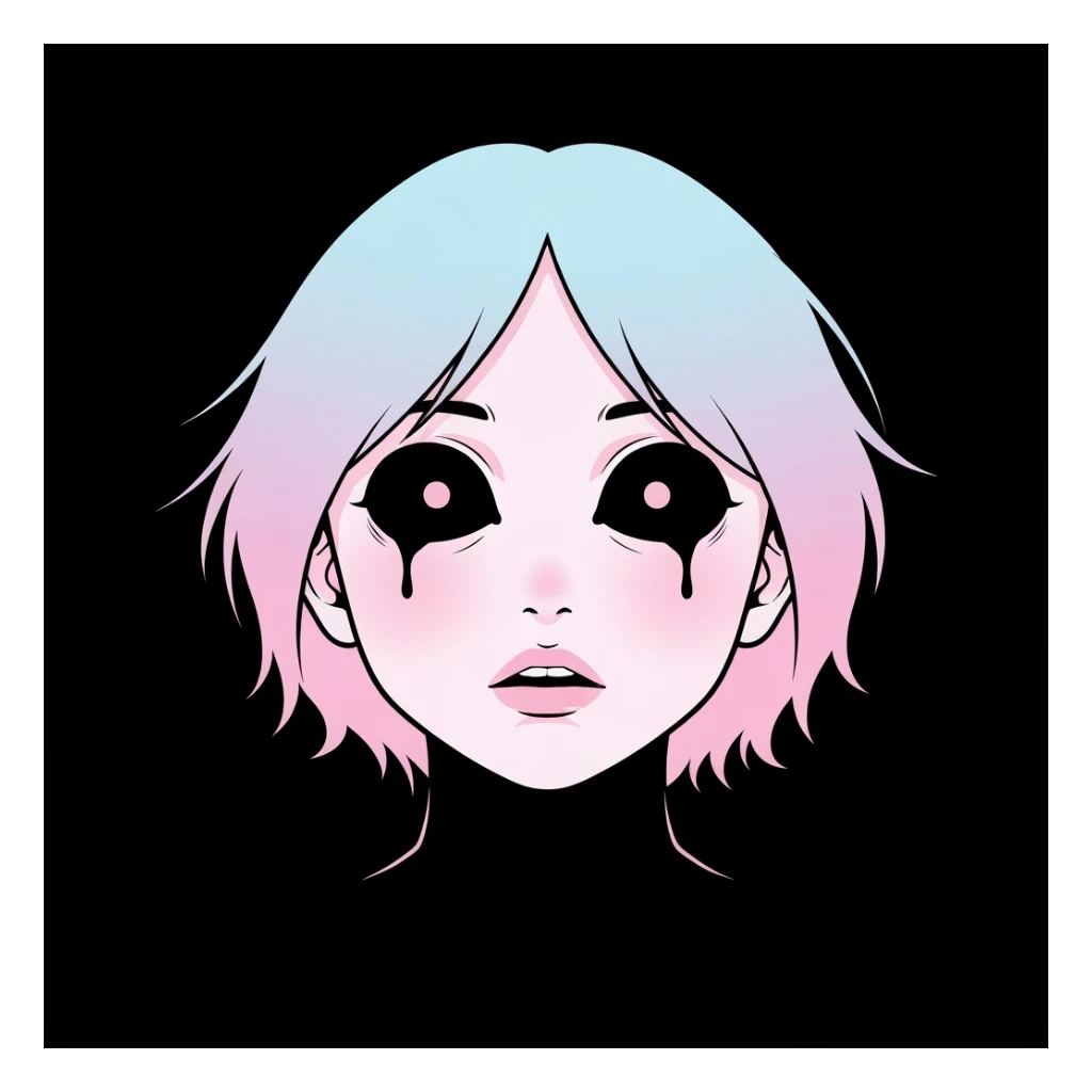 pastel horror profile picture, cute, expressive, minimal, black color palette, variation 2 sticker