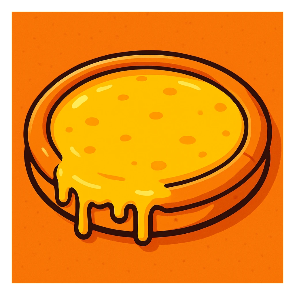 a pizza with only cheese, no toppings, fun and appealing style sticker