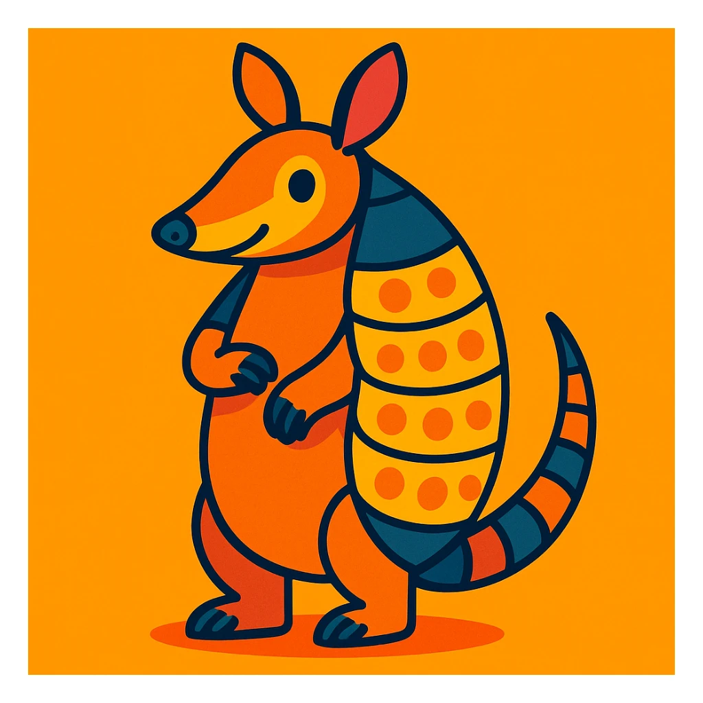 an armadillo, vibrant toon style, standing upright sticker