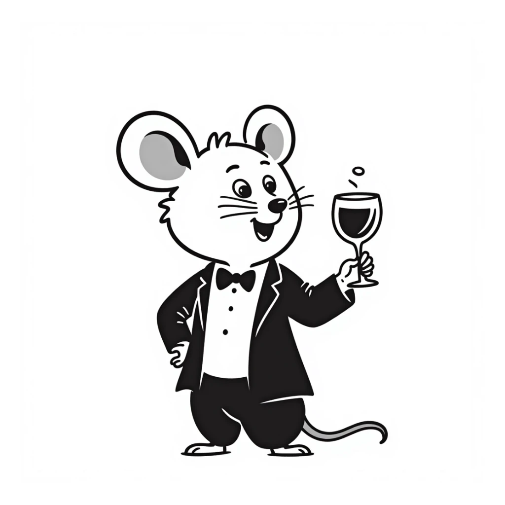 A mouse holding a glass of wine sticker