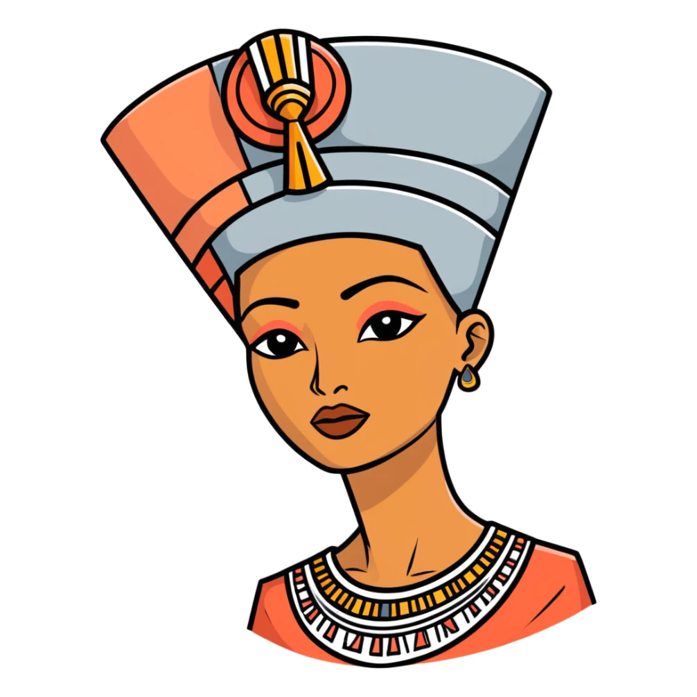 Brown skin Nefertiti in coral and gray ￼ sticker
