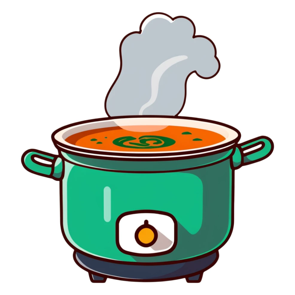 pot of soup with steam rising sticker