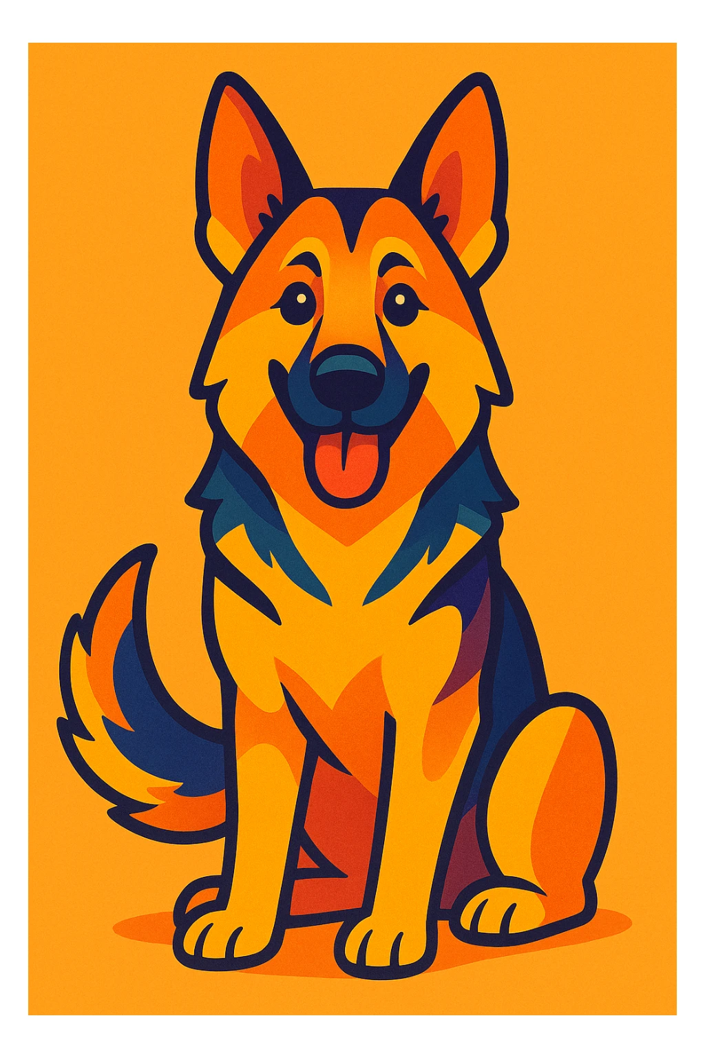 German Sheepdog vibrant cartoon style sticker