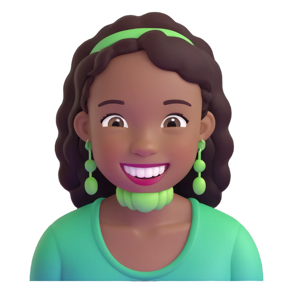 black girl with green braces on her teeth smiling sticker