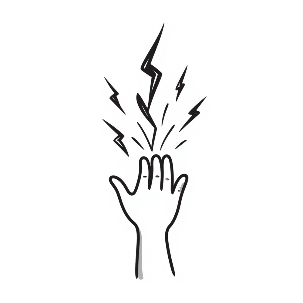 black lightning in hand-drawn black and white doodle style sticker