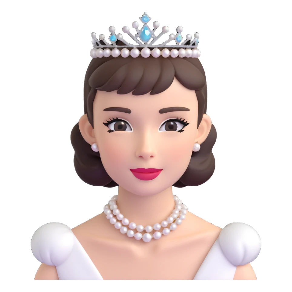 Audrey Hepburn iconic Breakfast at Tiffany's look with tiara and pearls sticker