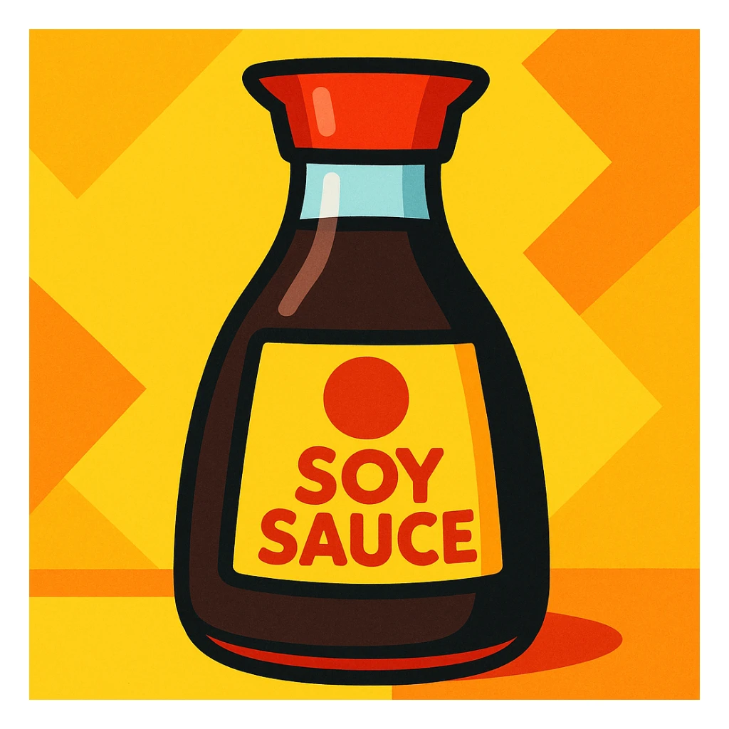 a bottle of soy sauce, cartoon style sticker