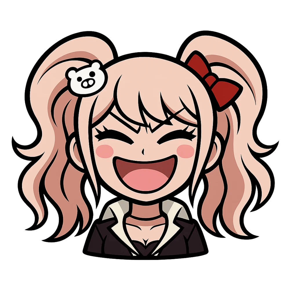 Danganronpa style emoji of Junko Enoshima sticker