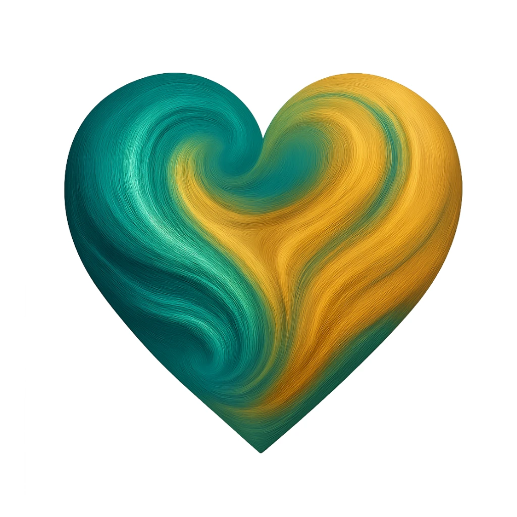 heart with a swirling teal and gold gradient sticker