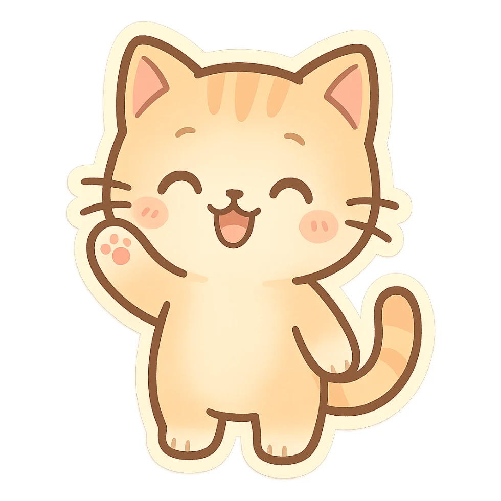 happy cat waving sticker