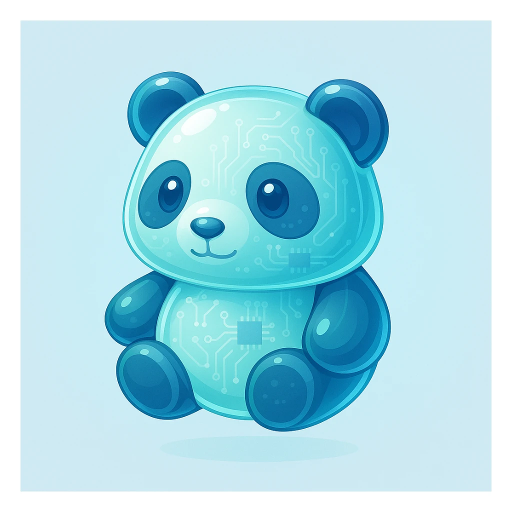cute panda rendered as a Windows Vista icon, smooth gradients, glassy effects, touch of blue and green, clean professional slightly three-dimensional style matching Vista icon aesthetic sticker