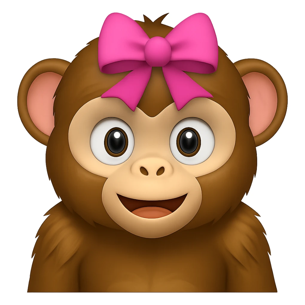 Add a cute hair bow to the monkey. Keep the background transparent. sticker