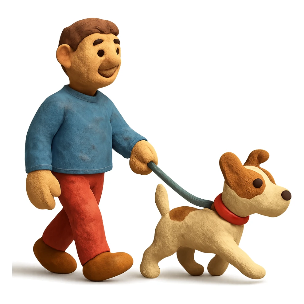 a man walking a Jack Russell Terrier sticker