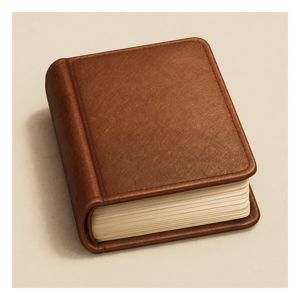 A journal icon, detailed and realistic, with a textured book cover and visible pages, giving it a lifelike appearance. sticker