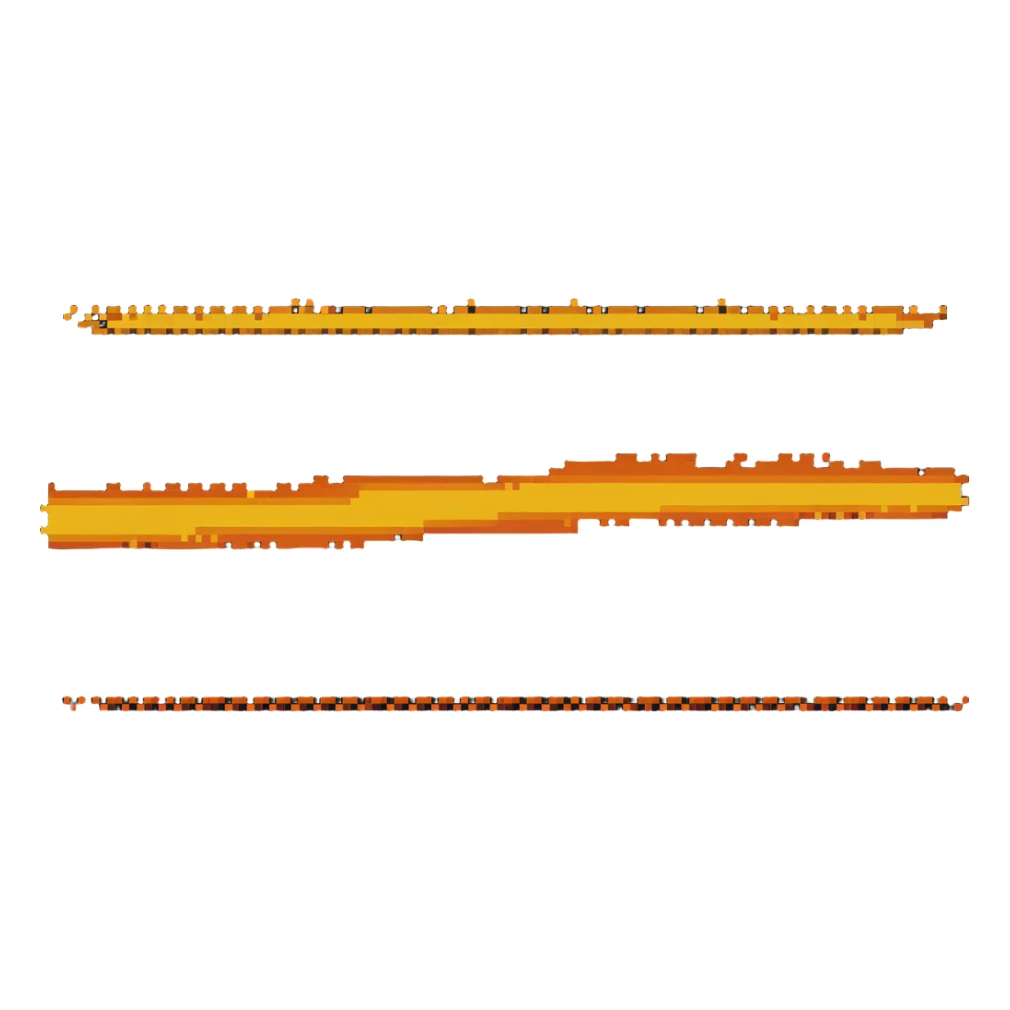 horizontal line of fire, extending left and right, orange and yellow sticker