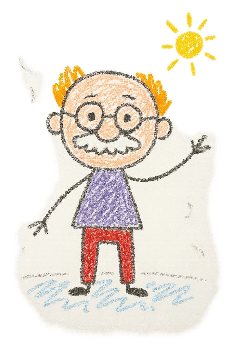 Old man, orange hair, white mustache, wearing glasses sticker