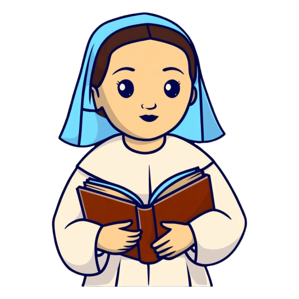 Sor Juana Inés de la Cruz, Mexican writer and poet with books sticker