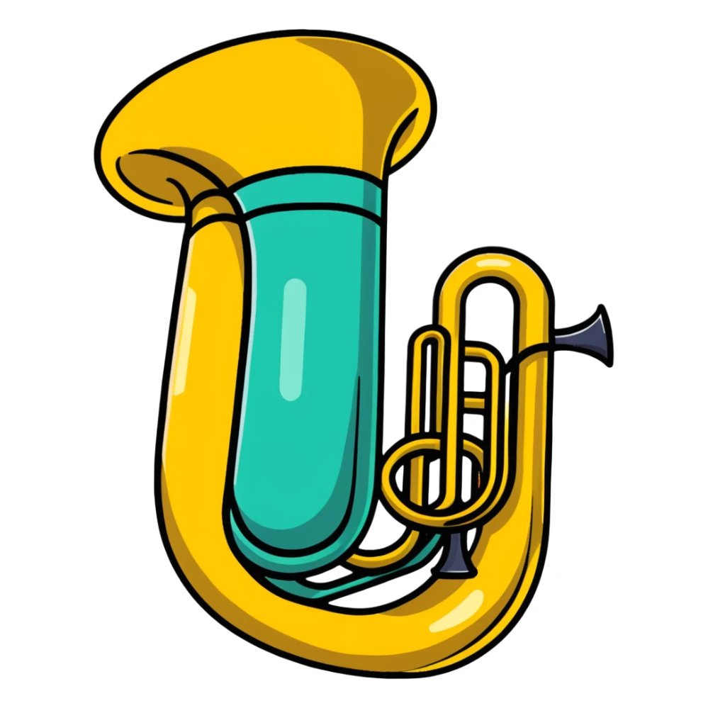 cartoon tuba with bold lines playful sticker