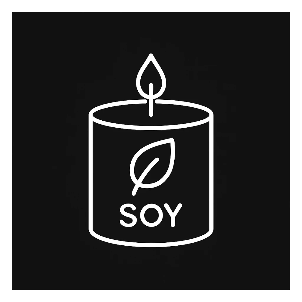 white Vector minimalistic and elegant icon of soy candle shape, black solid background sticker