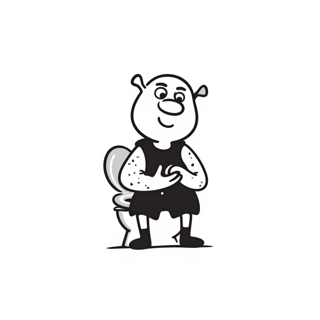 Shrek sitting on top of a toilet sticker