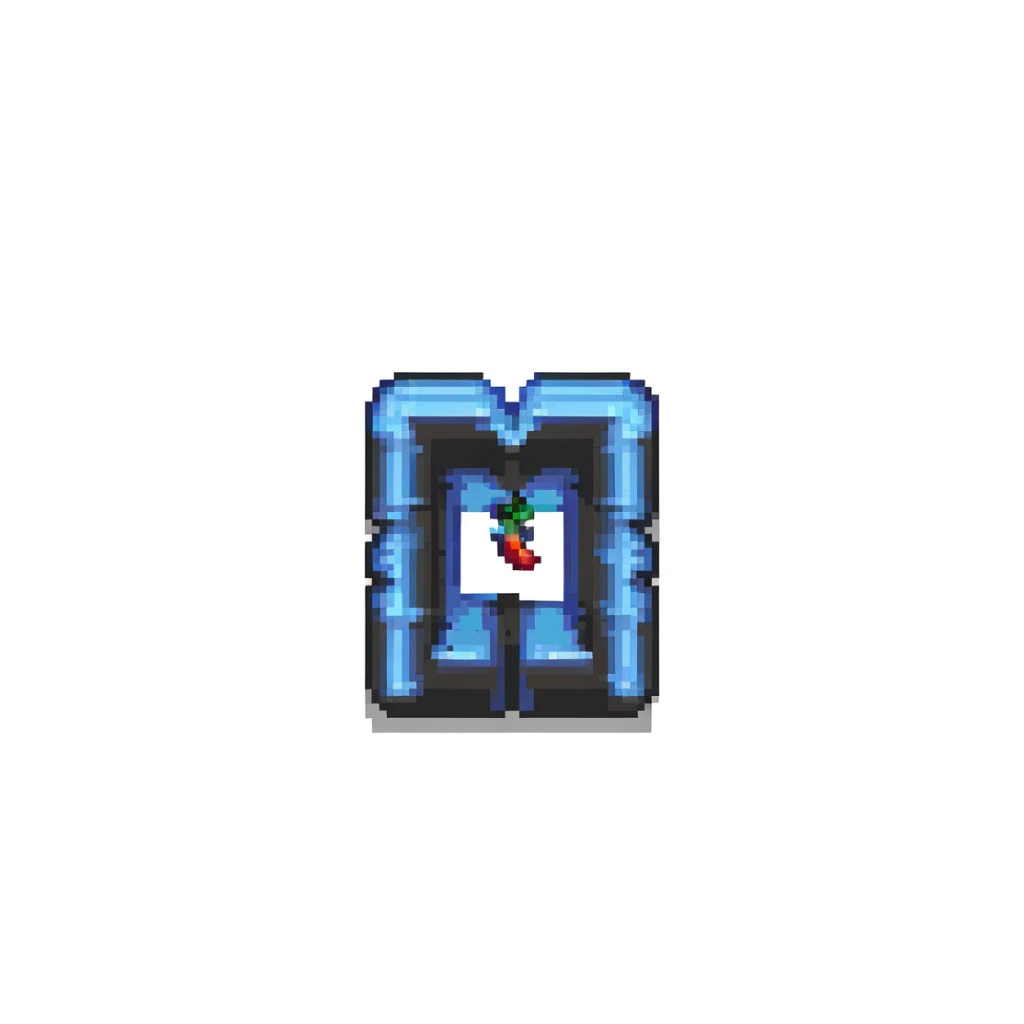 letter n emoji, pixel art, retro style sticker