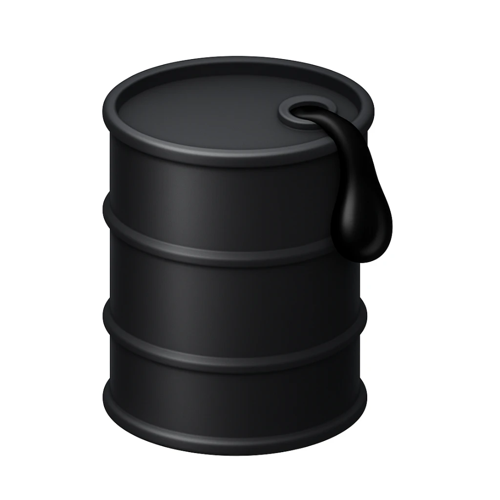 Сгенерируй мне в стиле эмоджи эпл черную бочку из верхней затычки (открывашки) немного вытекает нефть sticker