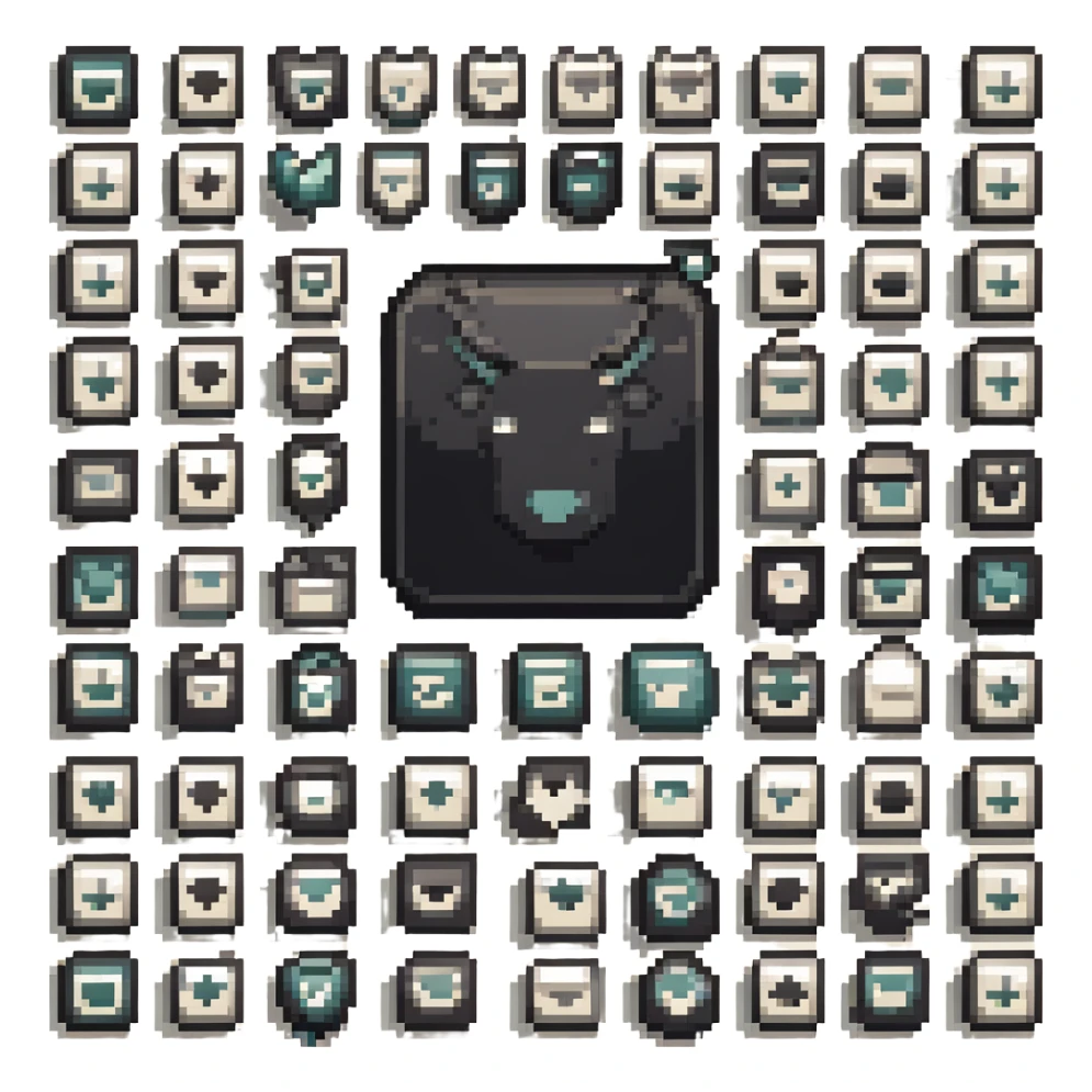 large profile square minimal icons, space semiotic, black print on white background, square outline icons, sleek symbols, transportation, economy, engineering, industry. Designed for signage.  sticker