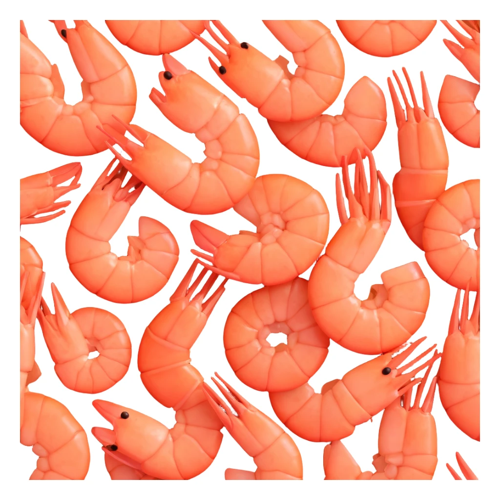 cooked shrimp, 3D emoji style sticker