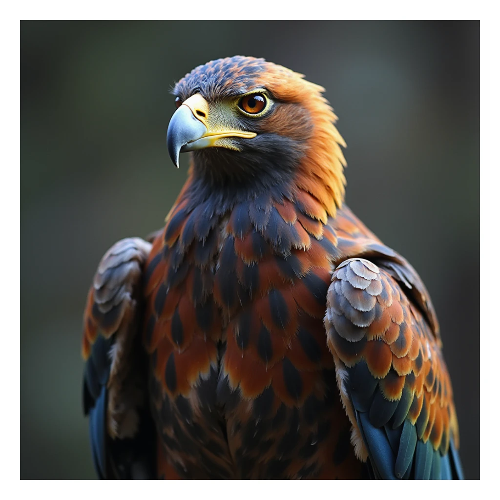 rainbow eagle, realistic, iridescent feathers, perched, subtle background sticker