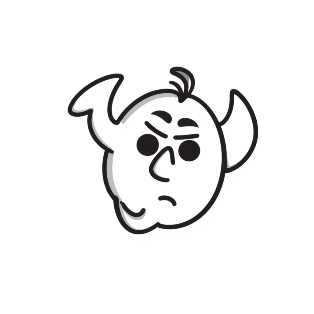 doodle style annoyed face, gold rush era, expressive lines sticker