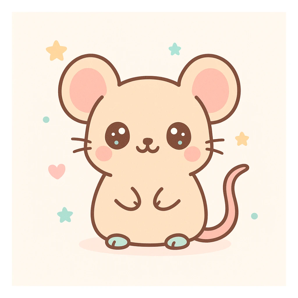 cute kawaii rat with big eyes and pastel colors sticker