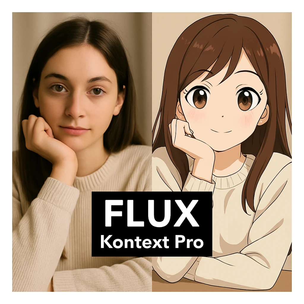 replace the logo with the text of "FLUX kontext pro" without black background just text, keep everything else same sticker