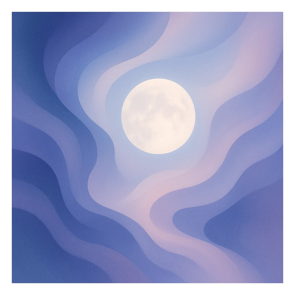 lunar flow, abstract, flowing shapes, moon-inspired, soft gradients, ethereal atmosphere sticker