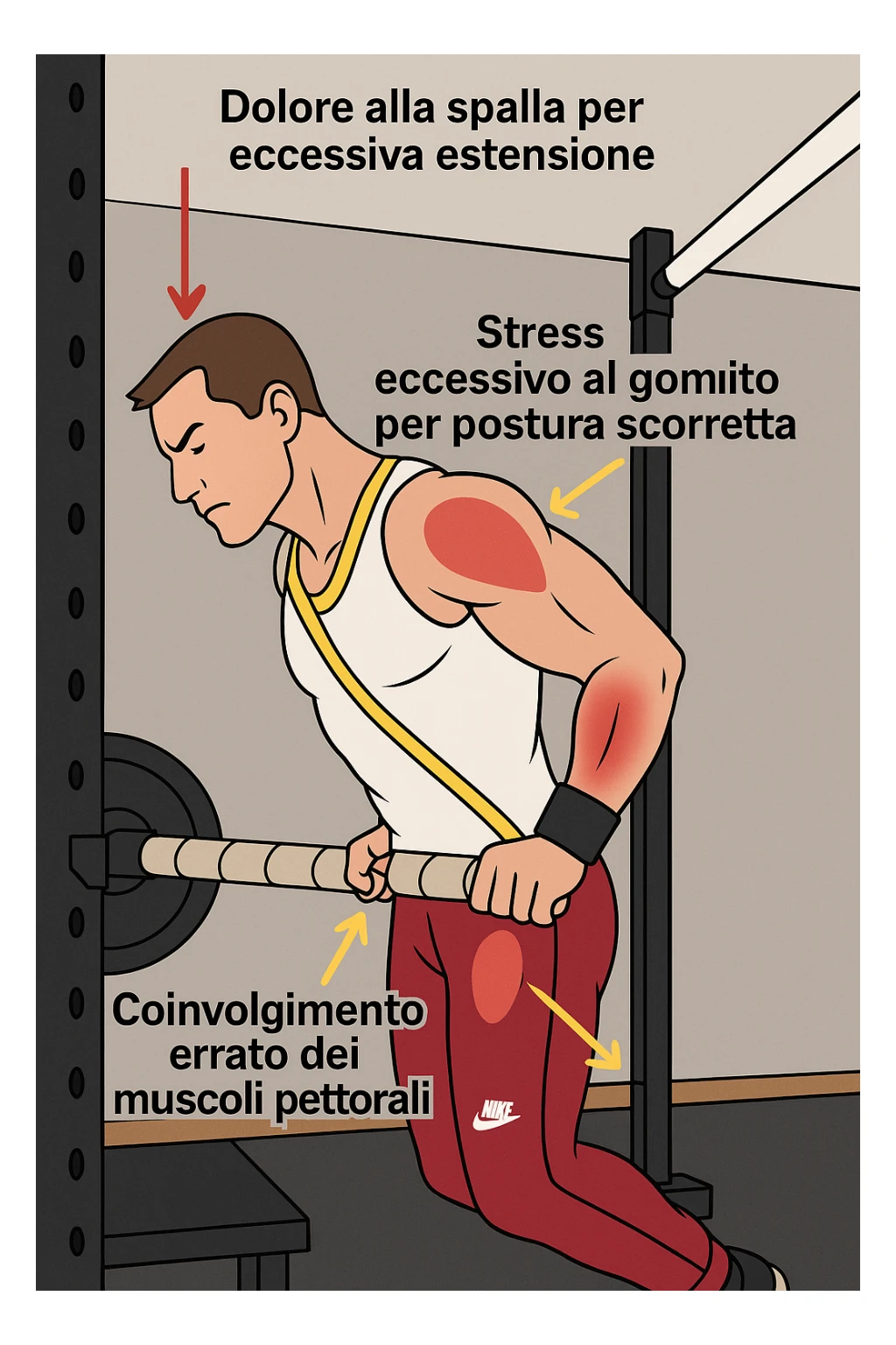 Dolore nel dip per errori di tecnica, facciamo capire bene i dolori in italiano sticker