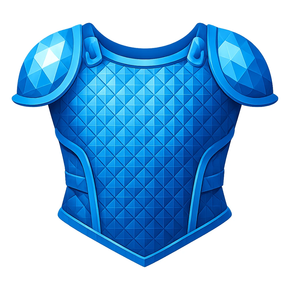 Remove the arms and sleeves, leaving only the diamond platebody (torso armor), blue crystalline. The style is emoji style with a transparent background. sticker