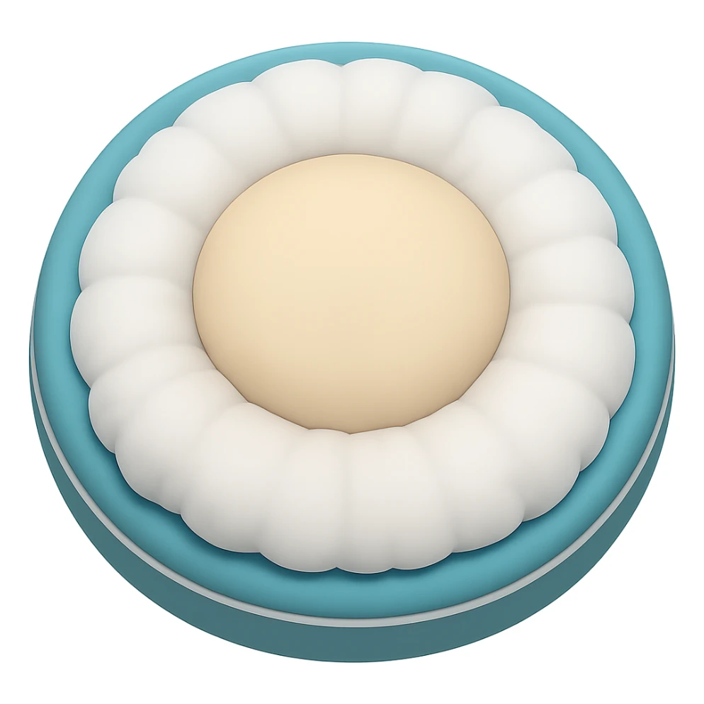 Remove all facial features (eyes, nose, mouth) from the cushion emoji, keep it simple and cute, in emoji style, no background. sticker