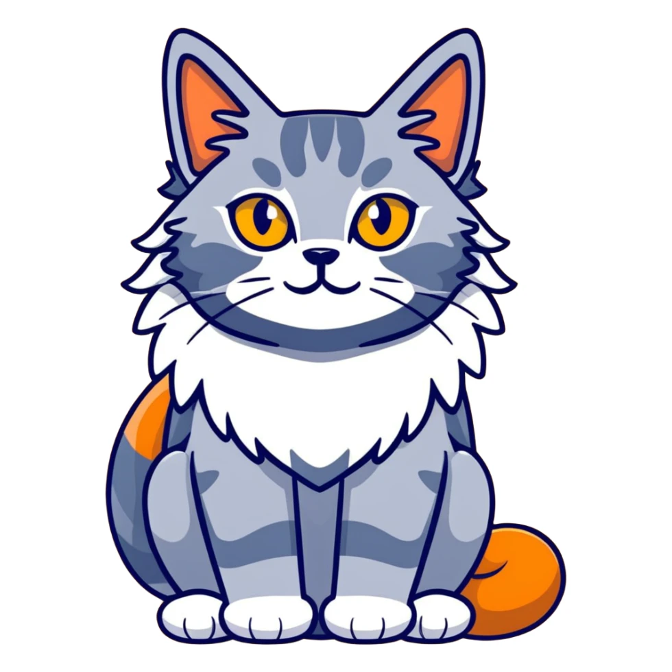 blue-gray maine coon cat with yellow eyes sticker