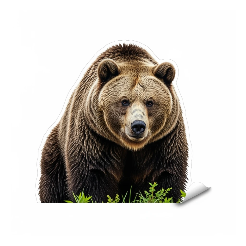 Brown bear realistic sticker sticker