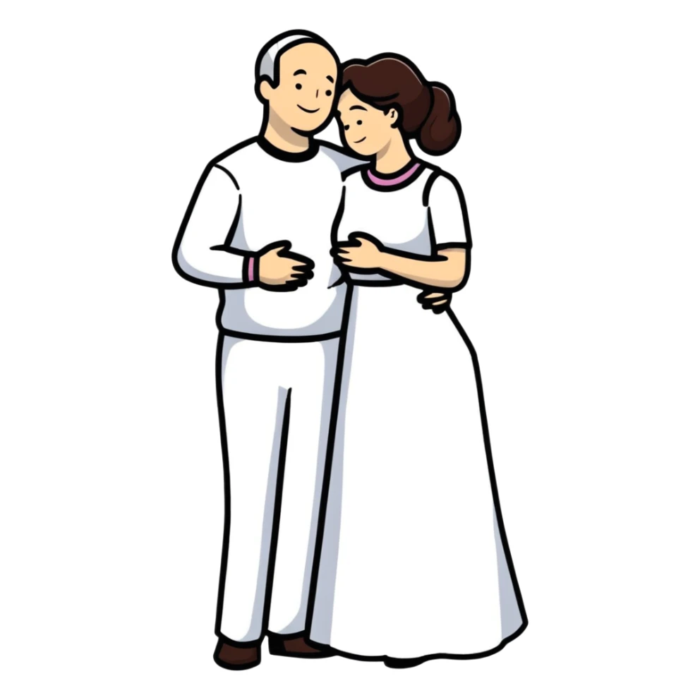 married couple, husband and wife embracing sticker