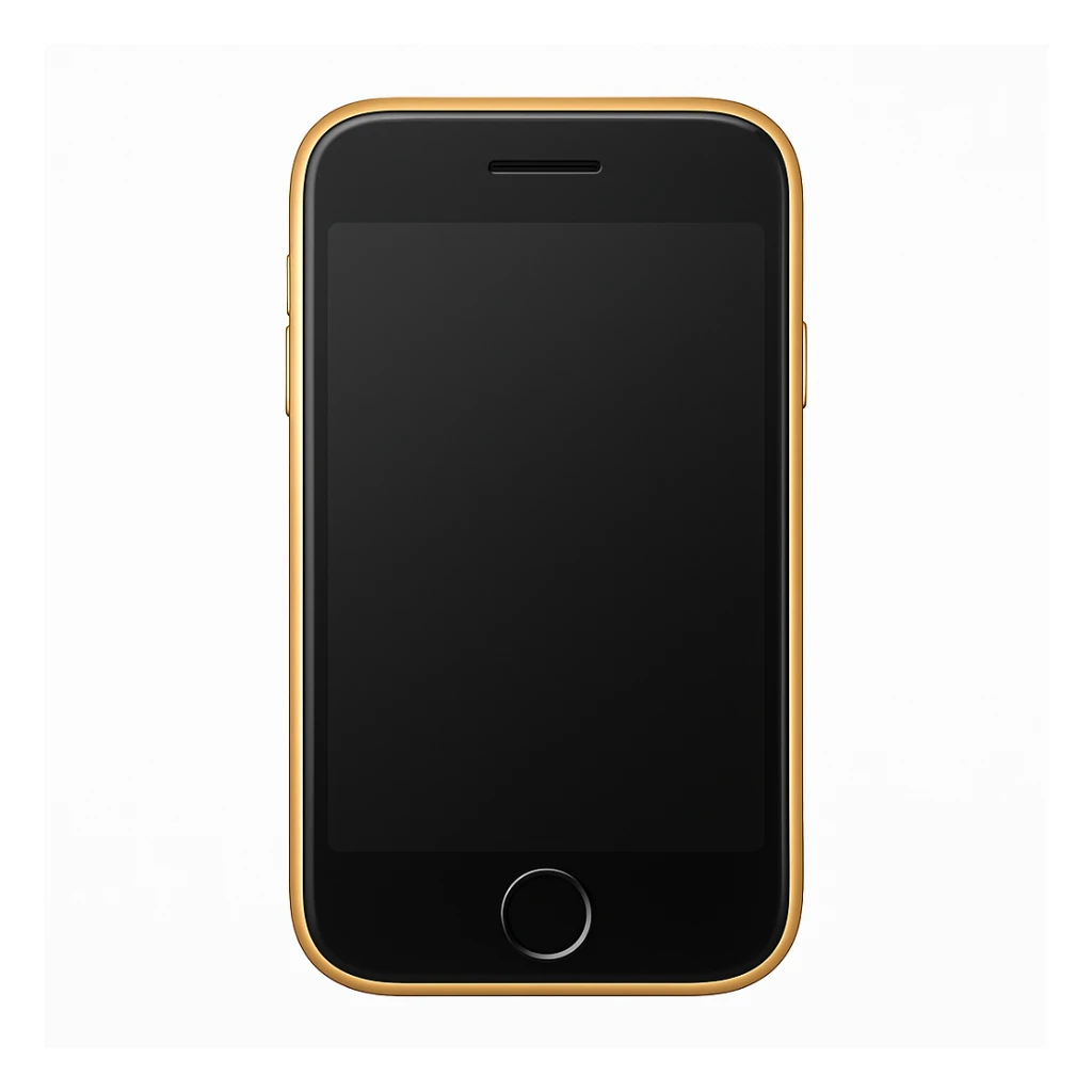 Create a phone emoji exactly like the reference image but without the Wi-Fi symbol and wording. Maintain the same shape, color, and details, with a smooth and shiny appearance in the style of iOS emoji. sticker