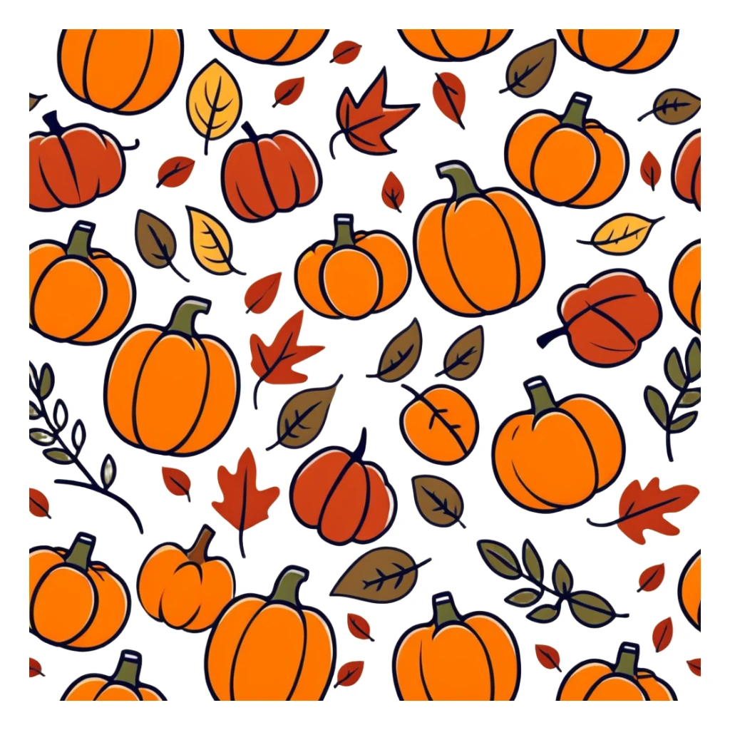 autumn fall scene with leaves, pumpkins, and cozy vibes sticker