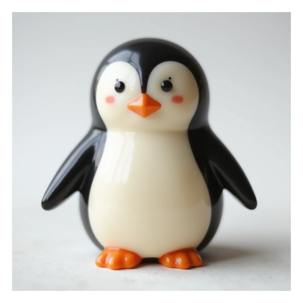 realistic candy shaped like a cute penguin, photorealistic style sticker