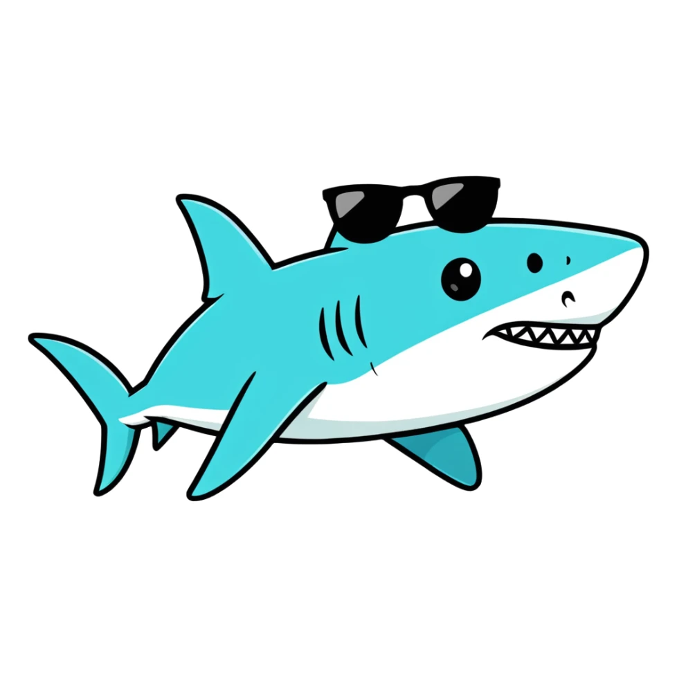 Difrent color Shark with sunglasses  sticker