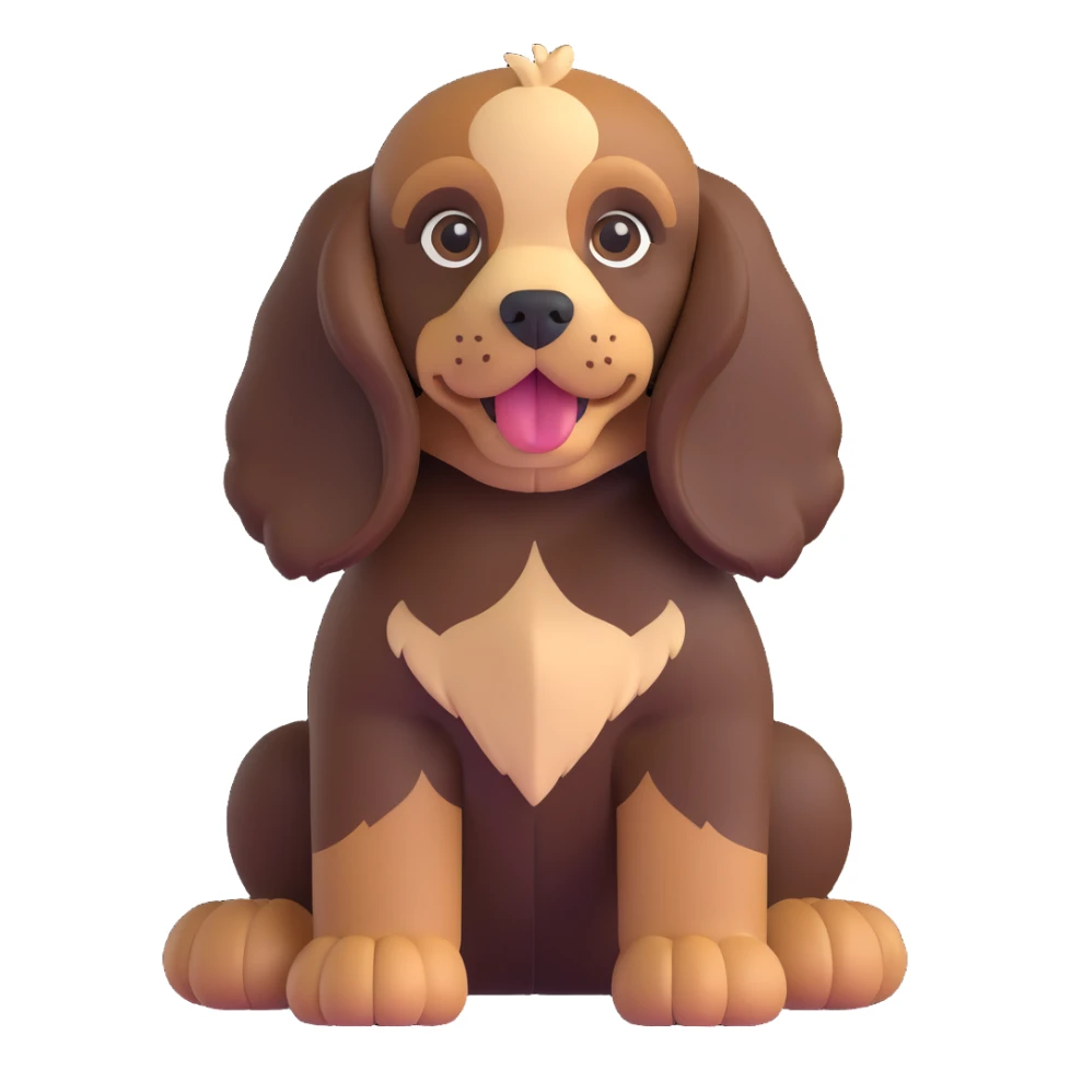 chocolate tan English cocker spaniel puppy sitting with fluffy ears and cute expression sticker