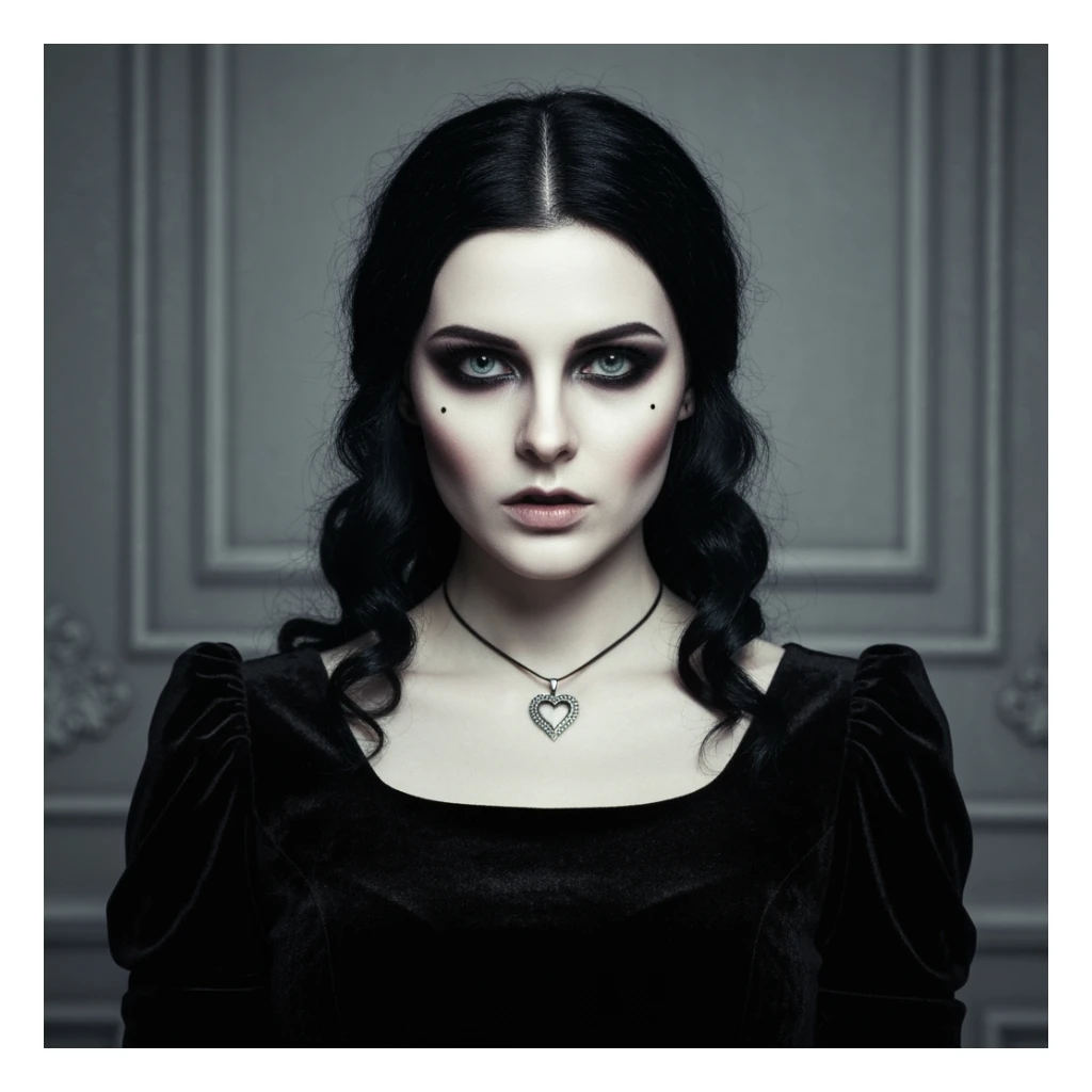 goth profile picture with a heart accent, cute, expressive, minimal, variation 2 sticker