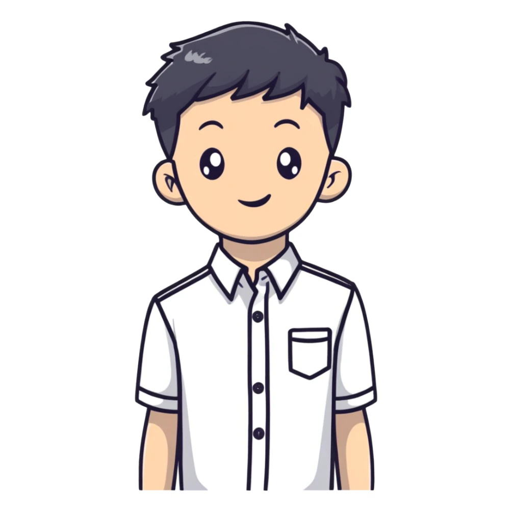 white shirt with three white buttons for a boy sticker